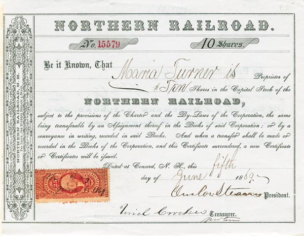 Northern Railroad - Stock Certificate