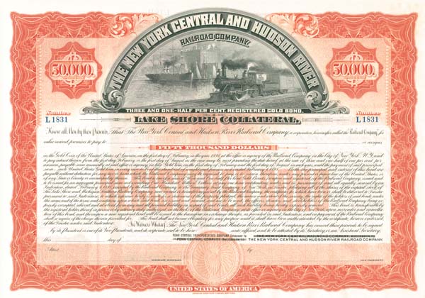 New York Central and Hudson River Lake Shore Collateral - Bond