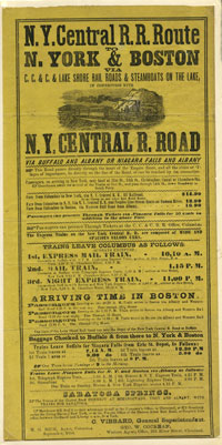 N.Y. Central Railroad Broadside