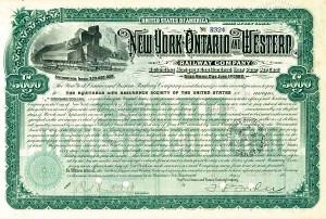 New York, Ontario and Western Railway Co. - 1907 dated $5,000 Railroad Bond