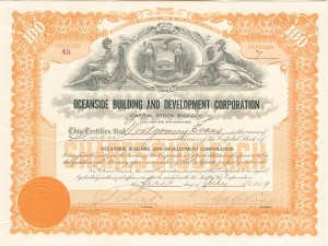 Oceanside Building and Development Corporation - Stock Certificate