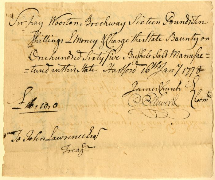 1777 dated Oliver Ellsworth signed Revolutionary War Pay Order - Connecticut Autograph Document