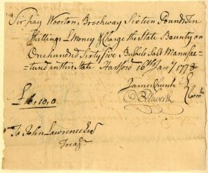 Oliver Ellsworth signed Revolutionary War Pay Order 