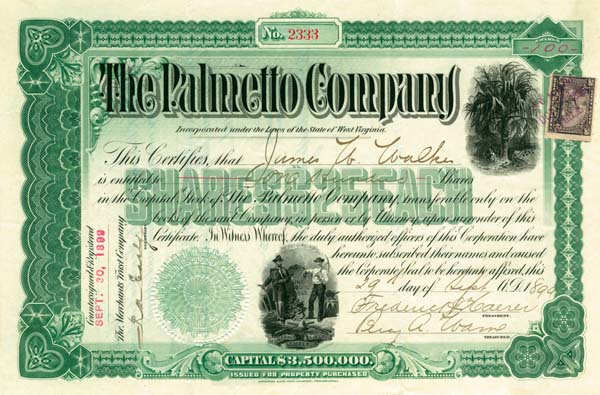 Palmetto Co - Stock Certificate