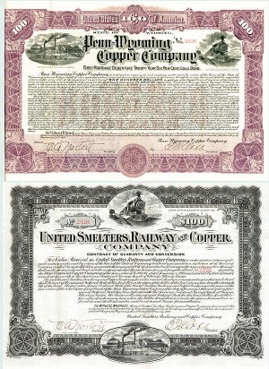 Penn-Wyoming/United Smelters - $100 6% Copper Mining Gold Bond (Uncanceled)