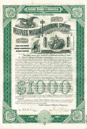 Peoples' Mutual Telephone Co. - $1,000 (Uncanceled)