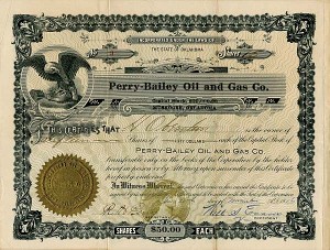 Perry-Bailey Oil and Gas Co. - Stock Certificate