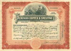 Peruvian Copper and Smelting Co. - Stock Certificate