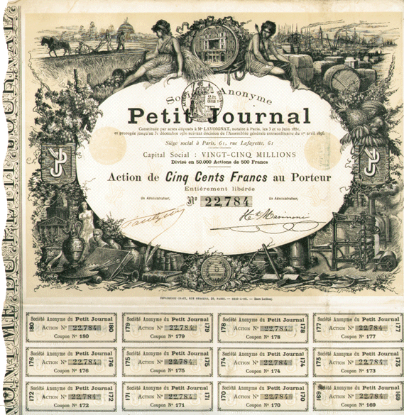 Petit Journal - Stock Certificate