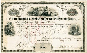 Philadelphia City Passenger Railway - Stock Certificate