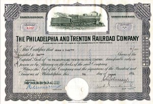Philadelphia and Trenton Railroad Co. - Stock Certificate