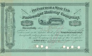 Pittsburgh and West End Passenger Railway - Stock Certificate