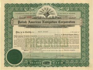 Polish American Navigation Corporation - Stock Certificate