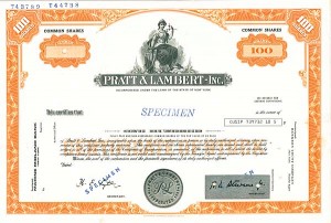 Pratt and Lambert Inc. - Stock Certificate