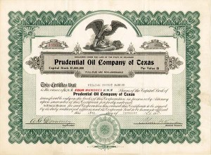 Prudential Oil Co. of Texas - Stock Certificate