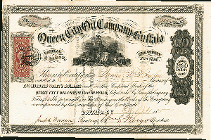 William G. Fargo - Queen City Oil Co. of Buffalo - Stock Certificate