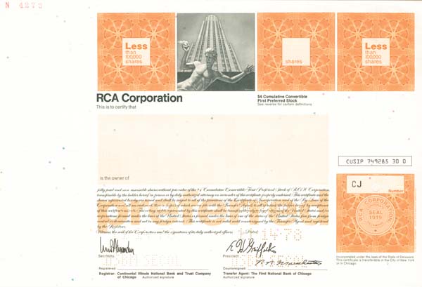 RCA Corporation - Stock Certificate