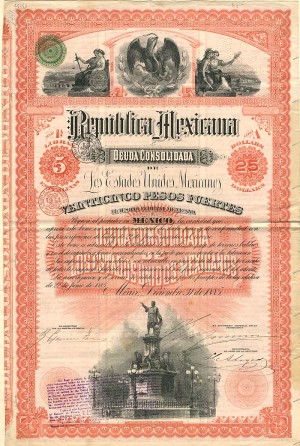 MEXICO MAZAPIL MINING COMPANY BOND stock certificate 1894 SAN ELIGIO,W/COUPONS 