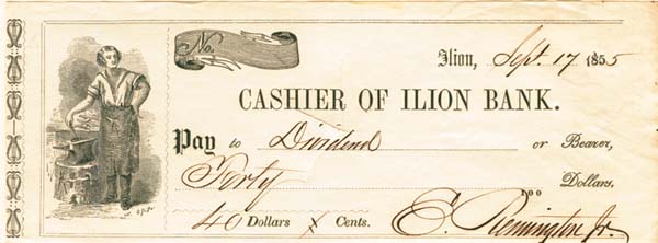Eliphalet Remington III Signed Check
