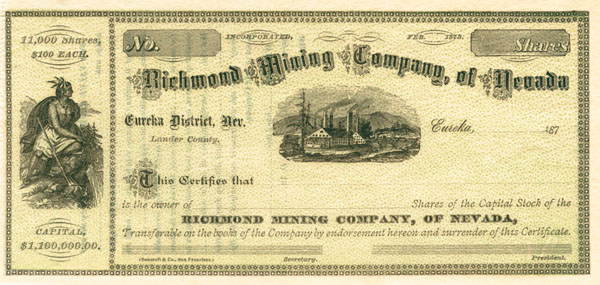 Richmond Mining Co. of Nevada - Stock Certificate