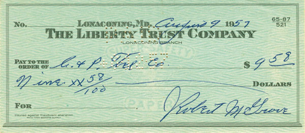 Robert M. Lefty Grove Signed Check