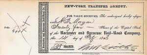 Jacob Little - Rochester and Syracuse Railroad - Stock Certificate