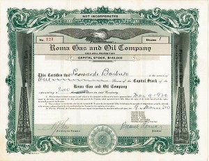 Roma Gas and Oil Co. - Stock Certificate