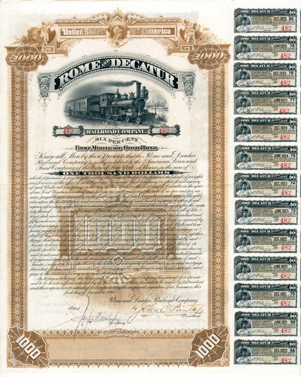 Rome and Decatur Railroad (Uncanceled)