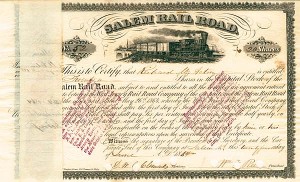 Salem Railroad - Stock Certificate