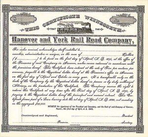 Hanover and York Railroad - Bond