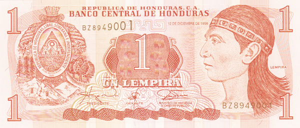 Honduras - Pick-79a - Group of 10 notes - One Lempira - Foreign Paper Money