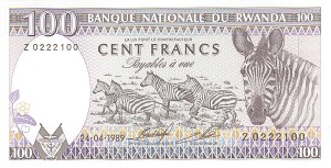 Rwanda - 100 Francs - P-19 - 1989 dated Foreign Paper Money