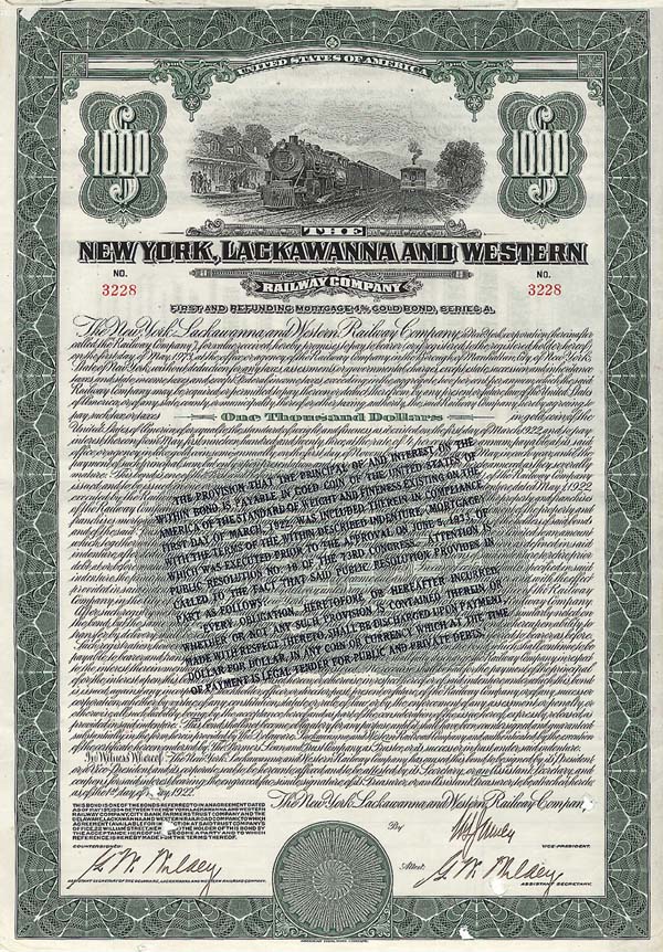 New York, Lackawanna and Western Railway Co. - Bond