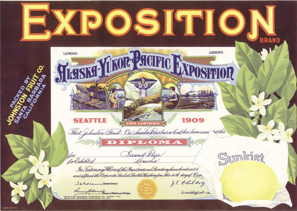 Fruit Crate Box Label "Exposition-Alaska-Yukon-Pacific Exposition"