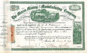 Mercer Mining and Manufacturing Co. - Stock Certificate