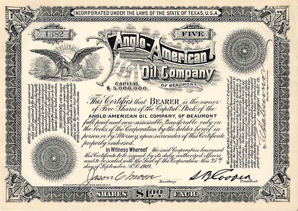 Anglo-American Oil Co. - Stock Certificate