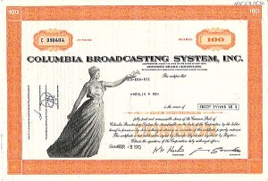Columbia Broadcasting System, Inc (Called CBS) - Stock Certificate