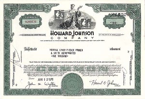 Howard Johnson Company - Stock Certificate