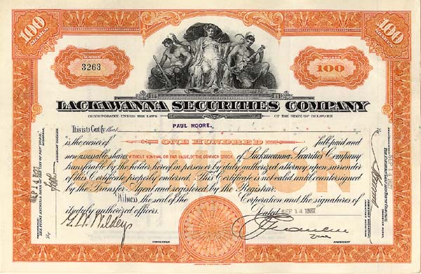 Lackawanna Securities Company - Stock Certificate