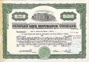 Peoples Life Insurance Company - Stock Certificate