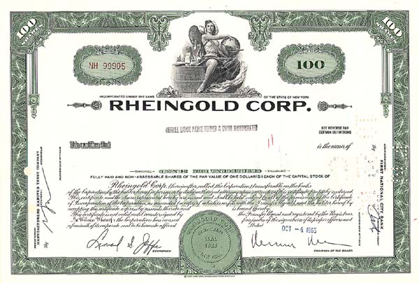 Rheingold Corp. - Stock Certificate
