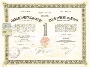 Societe Des Usines Du Laurium - Stock Certificate