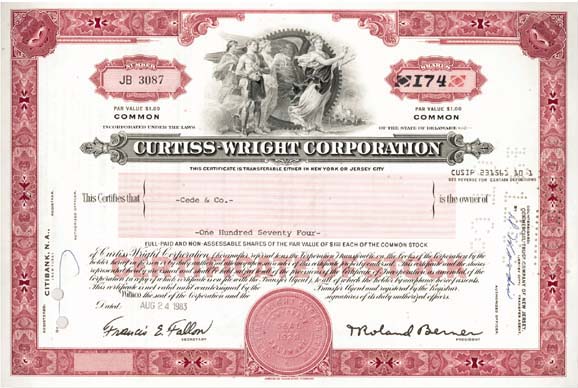 Curtiss-Wright Corporation - Stock Certificate