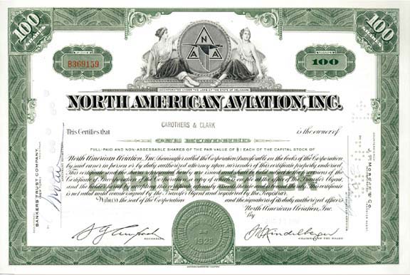 North American Aviation, Inc - Stock Certificate