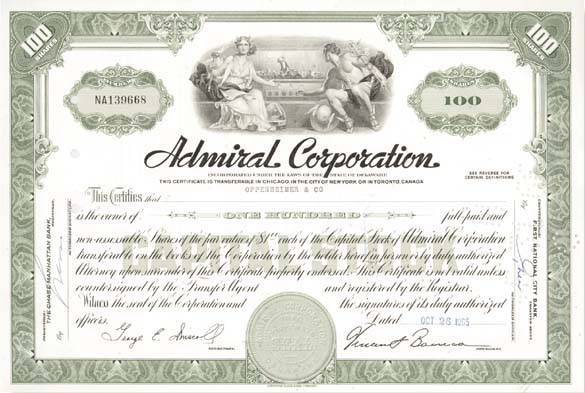 Admiral Corporation - Stock Certificate