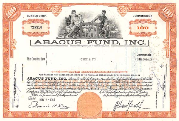 Abacus Fund Incorporated - Stock Certificate