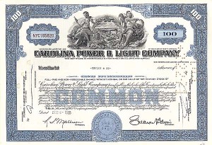 Carolina Power and Light Company - Stock Certificate