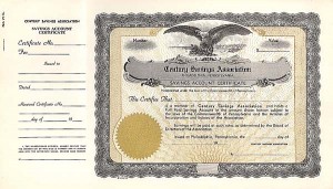 Century Savings Association - Stock Certificate