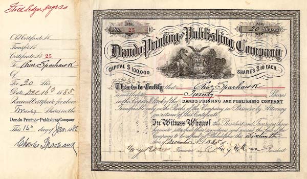 Dando Printing and Publishing Co - Stock Certificate