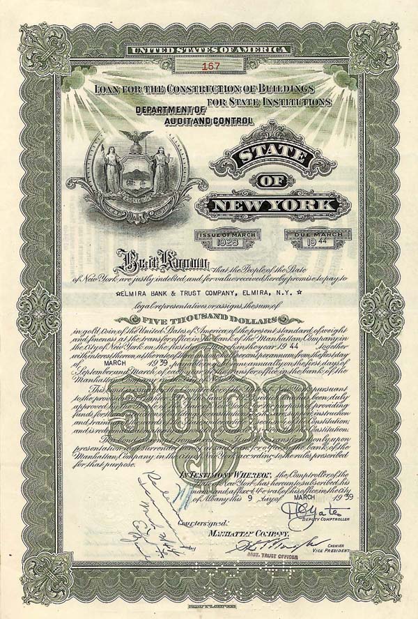 State of New York - Loan For The Construction of Buildings For State Institutions Bond